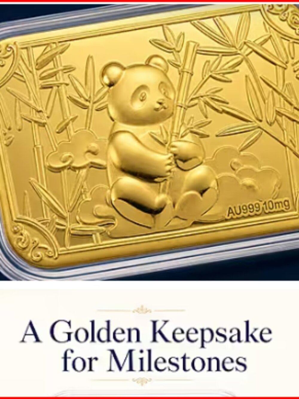 Unique Golden Keepsake Panda Encased 24k Gold Embossed Sheet